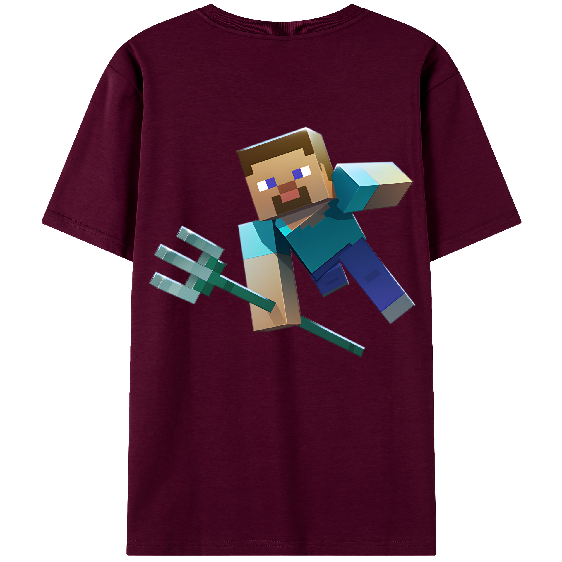 （画像用） マインクラフト ブロックの世界 Minecraft MC Block world レディース半袖Tシャツ(バックプリント)